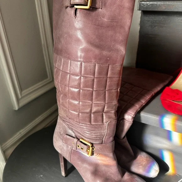 Rockport Janae kneehigh leather boot rare mauve 8.5 USA - Picture 1 of 11